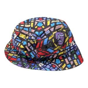 2 Monkeys One Size Bucket Hat Colorful Stained Glass Print Polyester Bucket Hat